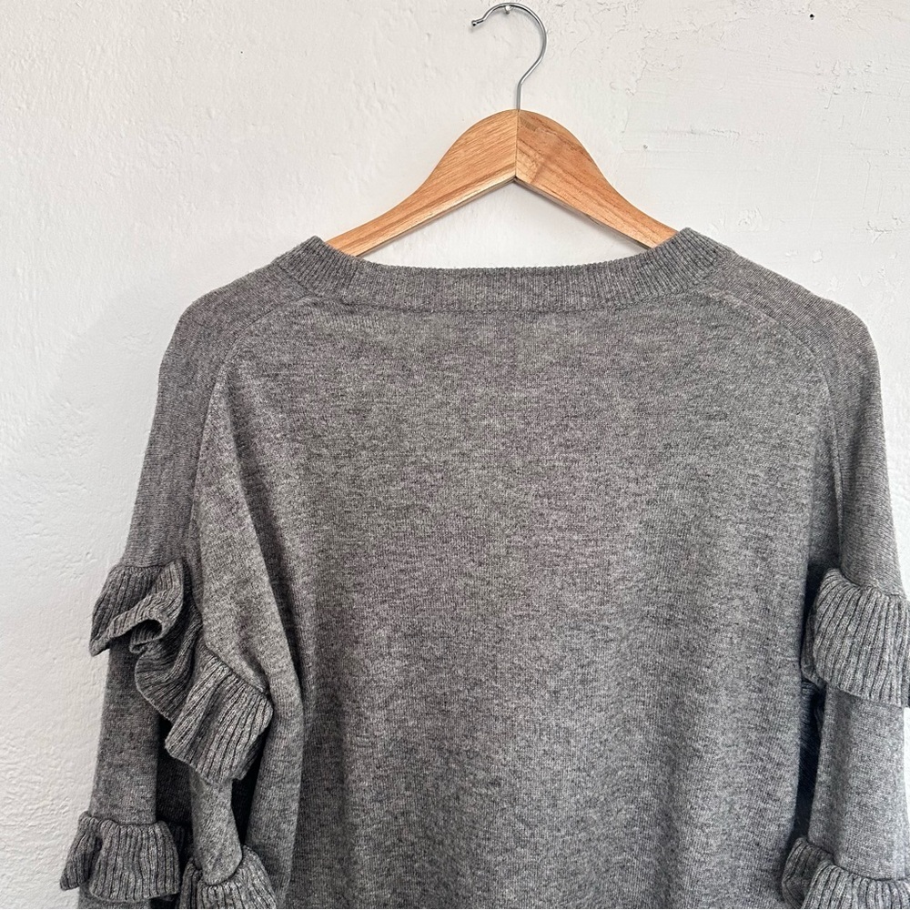 J. Crew Ruffle Sleeve Sweater in Gray - Picture 6 of 8